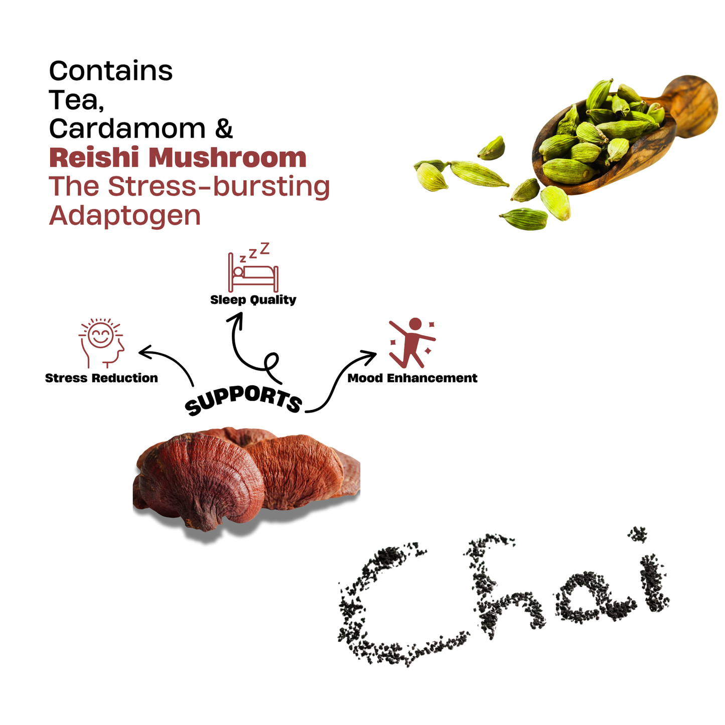 Red Reishi Mushroom India Calm Chai + | 90g Himalayan Adaptogen Tea