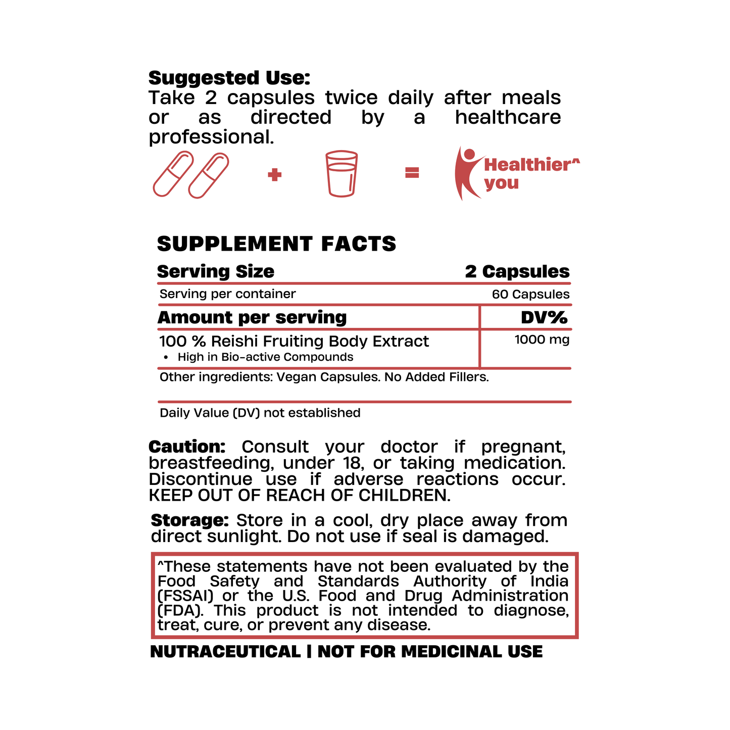 Red Reishi Mushroom Capsules – Himalayan Precision Extract, 60 Count