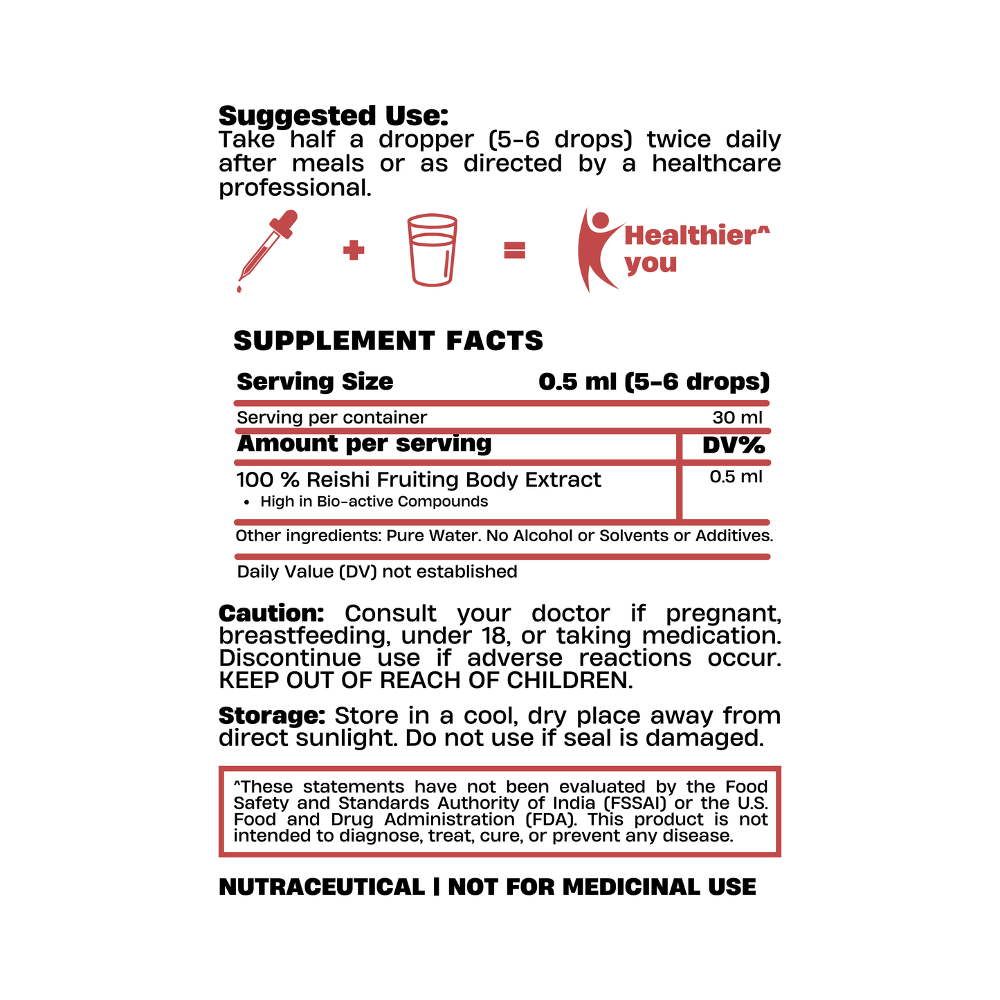Red Reishi Mushroom Extract Drops 30ml – Sleep & Calm Support