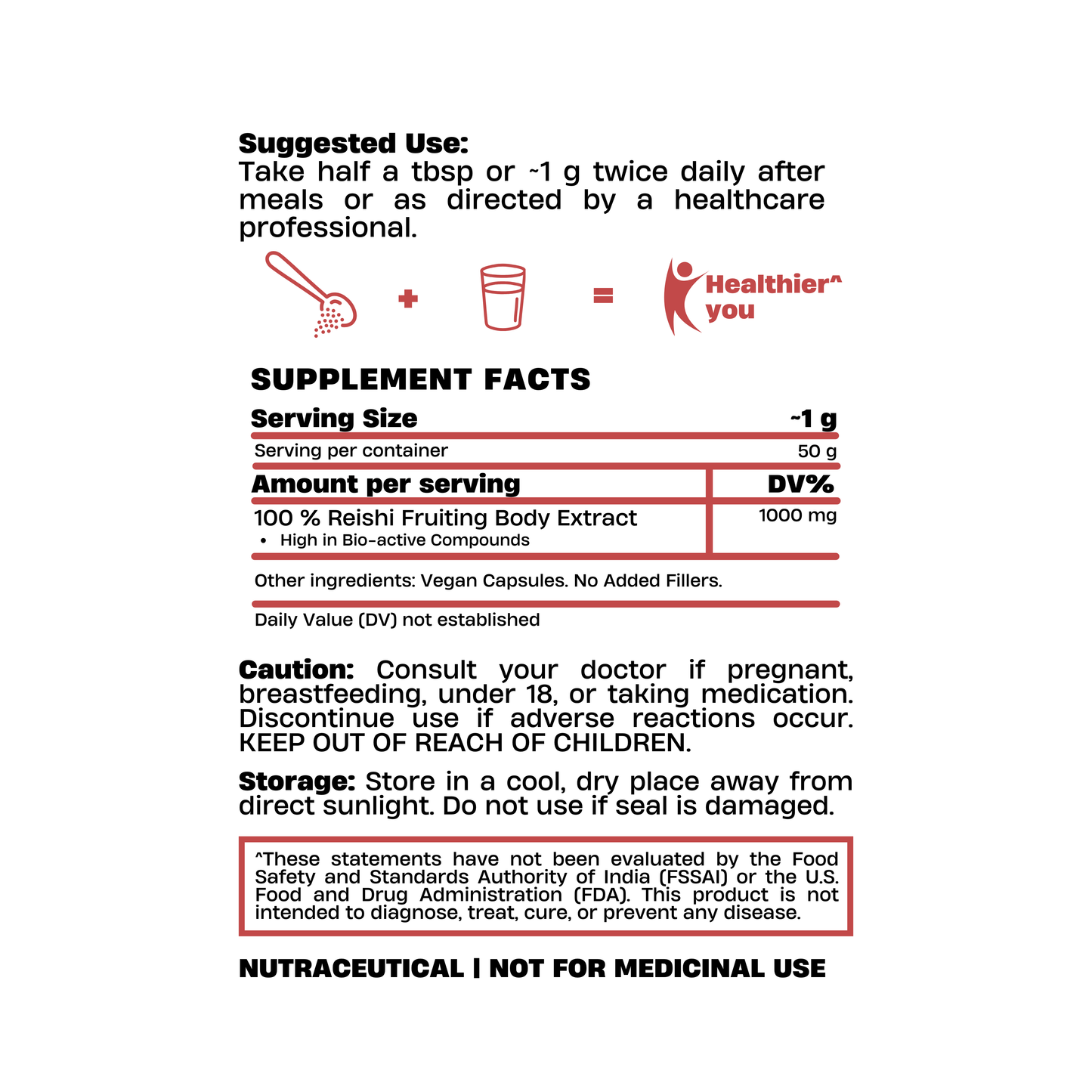Red Reishi Mushroom Extract Powder 50g – Ultimate Calm