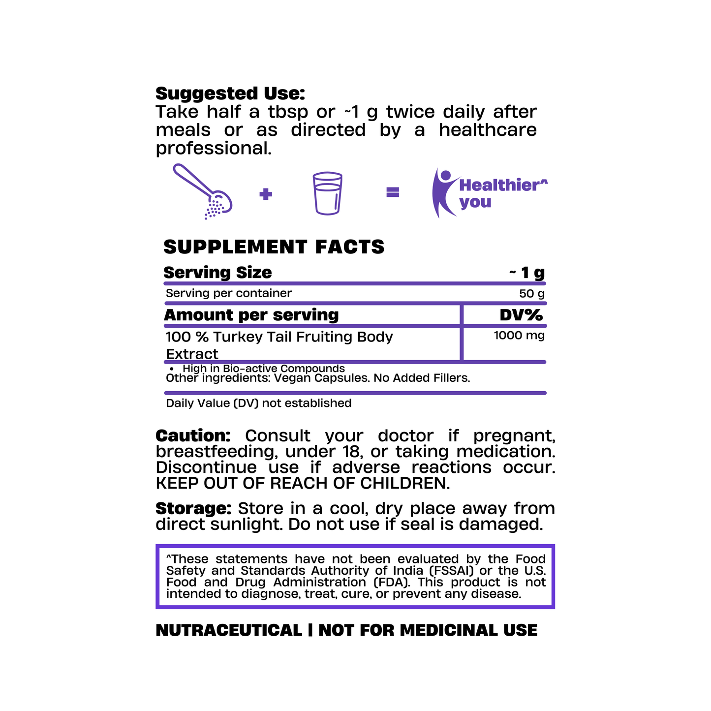 Turkey Tail Mushroom Extract Powder 50g – Gut Health Formula