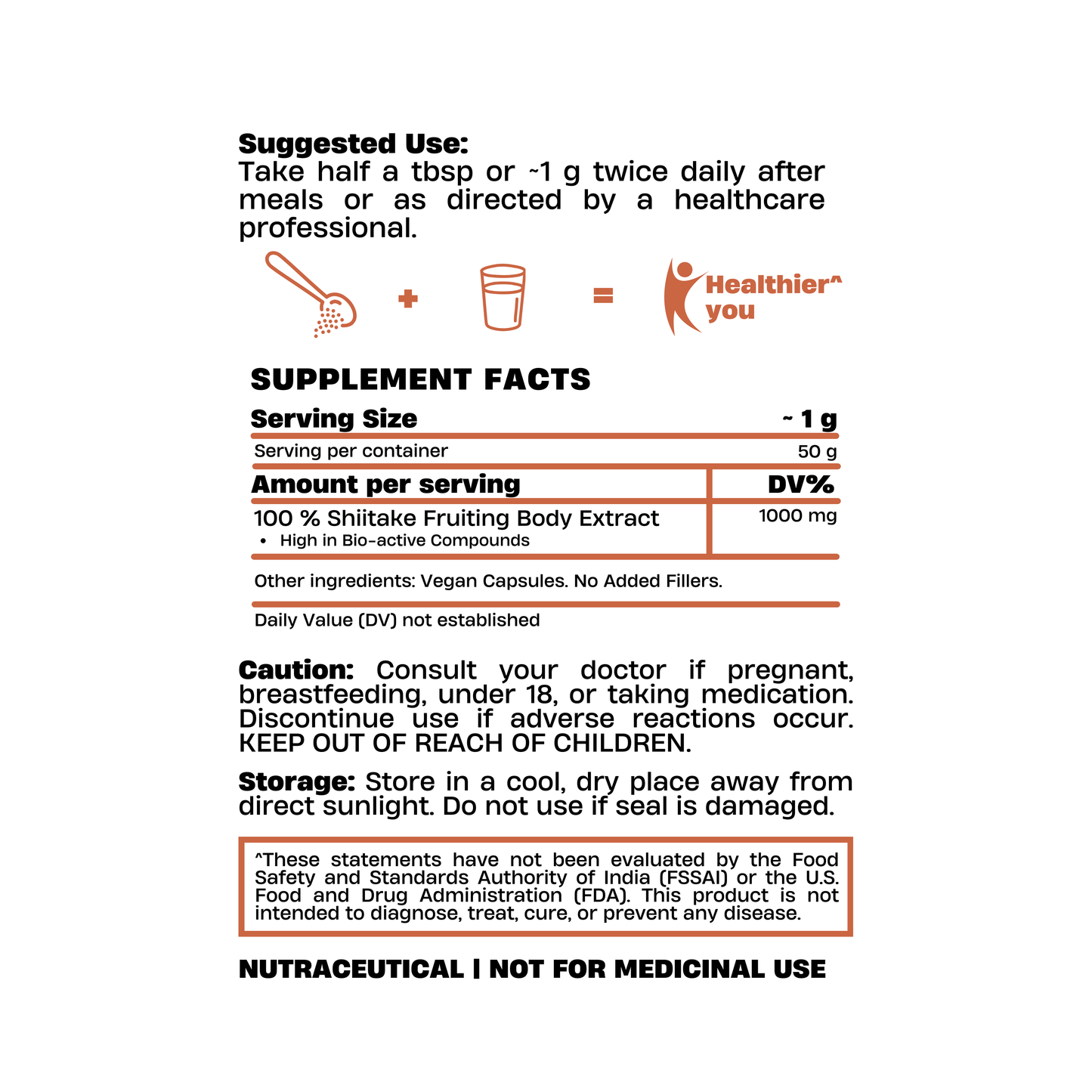Shiitake Mushroom Extract Powder 50g – Cardio Care Formula