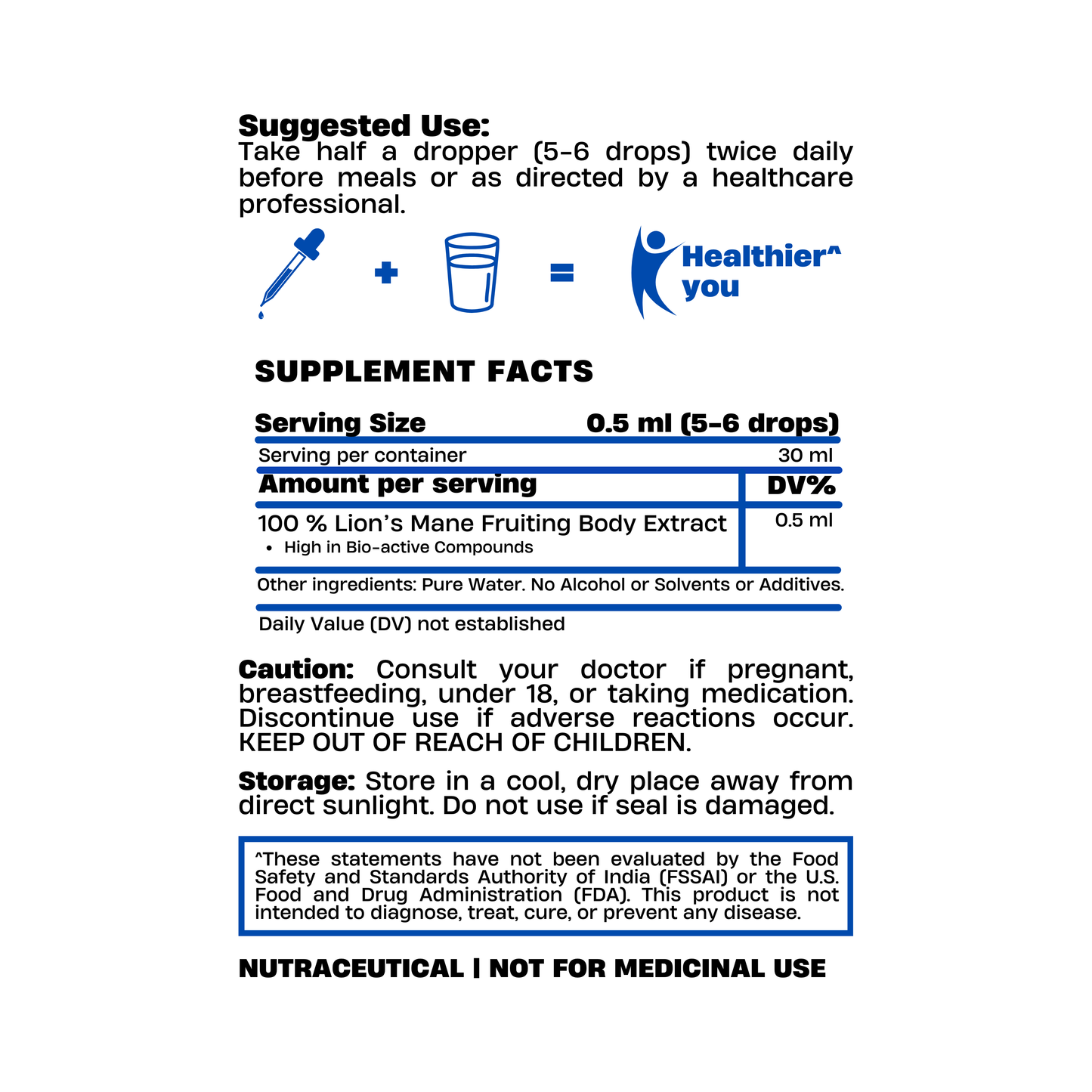 Lion’s Mane Mushroom Extract Drops 30ml – Instant Brain Support