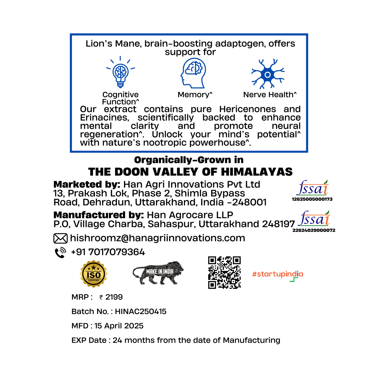 Lion’s Mane Mushroom Capsules – Himalayan Precision Extract, 60 Count