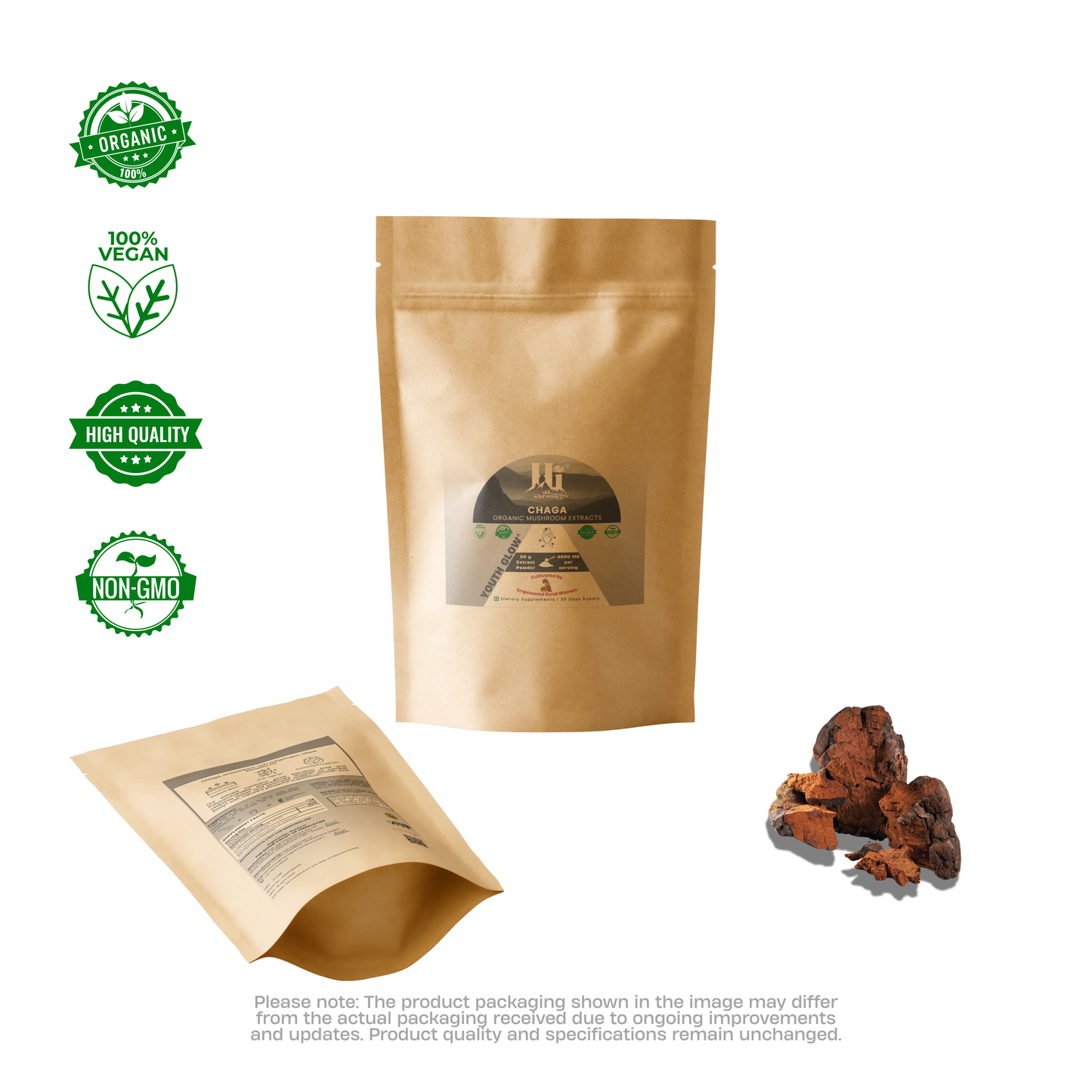 Chaga Extract Powder India – Skin Detox & Glow, Himalayan Pure