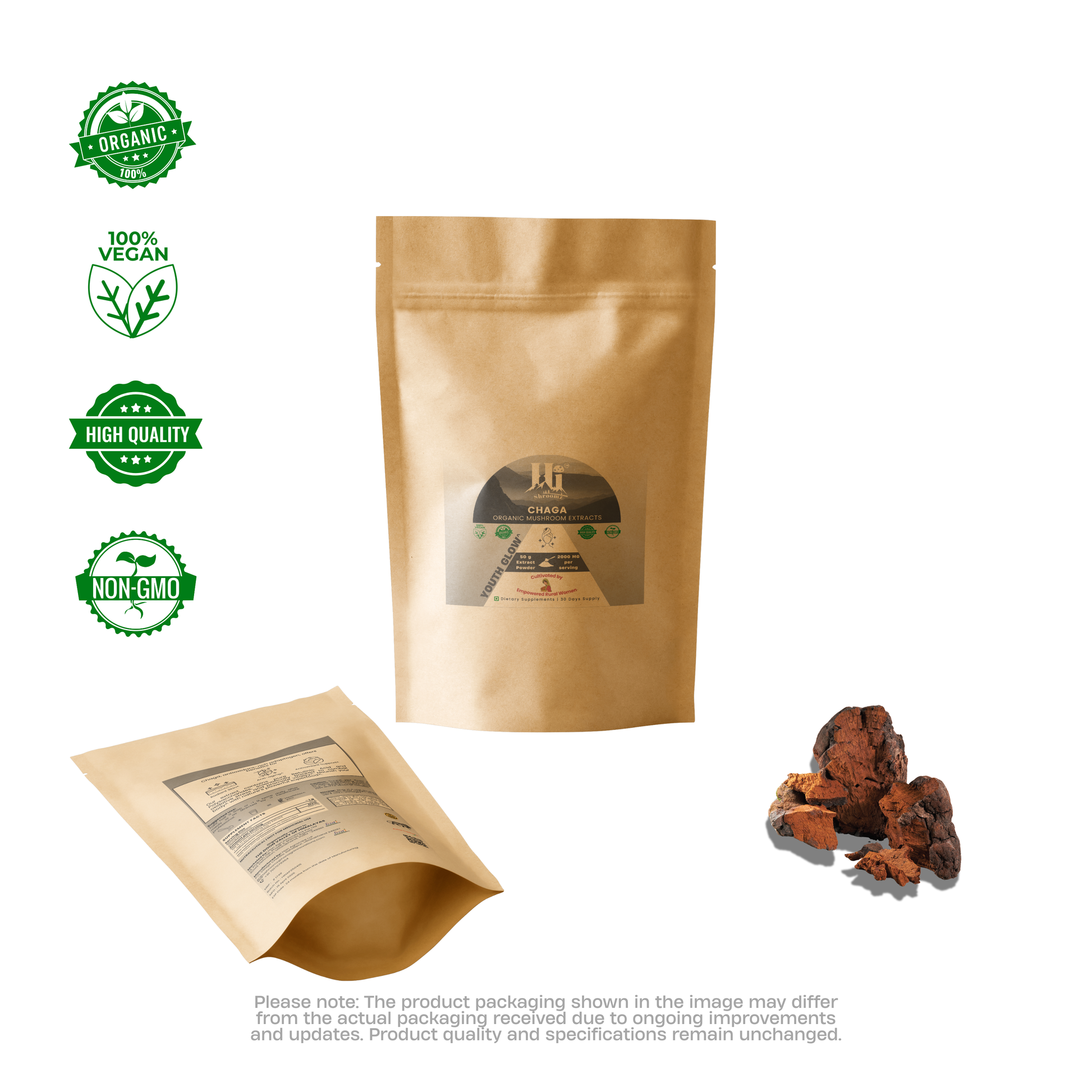 Chaga Extract Powder India – Skin Detox & Glow, Himalayan Pure