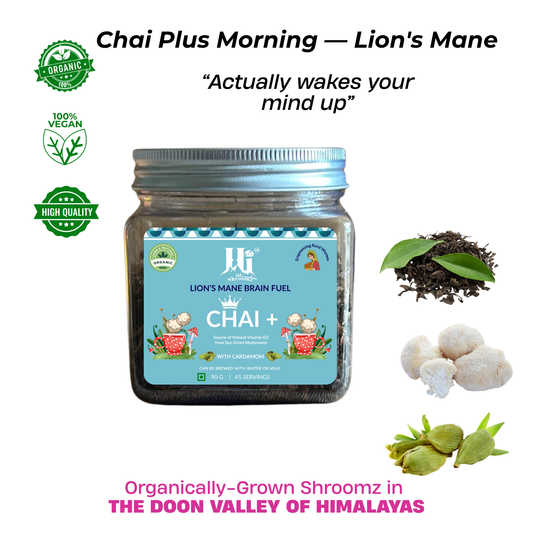 Chai Plus Morning Lion's Mane nootropic chai blend by Hi Shroomz — Himalayan grown fruiting body, 90g pack