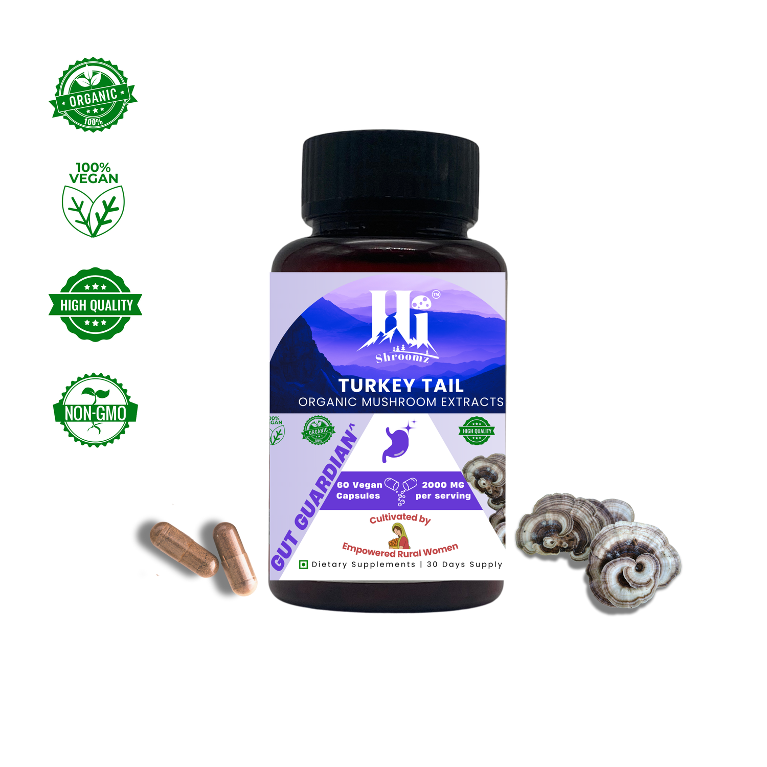 Turkey Tail Mushroom Capsules India – Gut Health, Himalayan, Women-Led